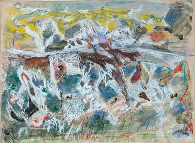 Avigdor Stematsky (1908-1989), Cactus Fruit Field. Watercolor, pencil and panda on paper 
1965 