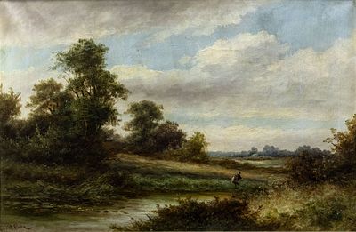 Sidney Richard Percy (1821-1886), A Landscape in Kent with two Fishermen. Oil on canvas 
Signed 
