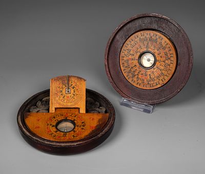 A Painted Wood Luopan Compass (Feng Shui Compass), China. A traditional Luopan compass used in 