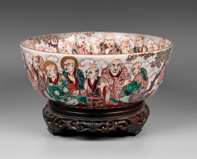 A Large Polychrome Porcelain Bowl, Japan, Mid-20th Century. Decorated with rich polychrome and 