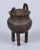 A Bronze and Silver Inlay Censer, China, Qing Dynasty (1644–1912). In tripod form, inlaid with Image - 2