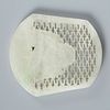 A Carved White Jade Buddha Plaque. The background features an openwork lattice pattern. The Image - 1