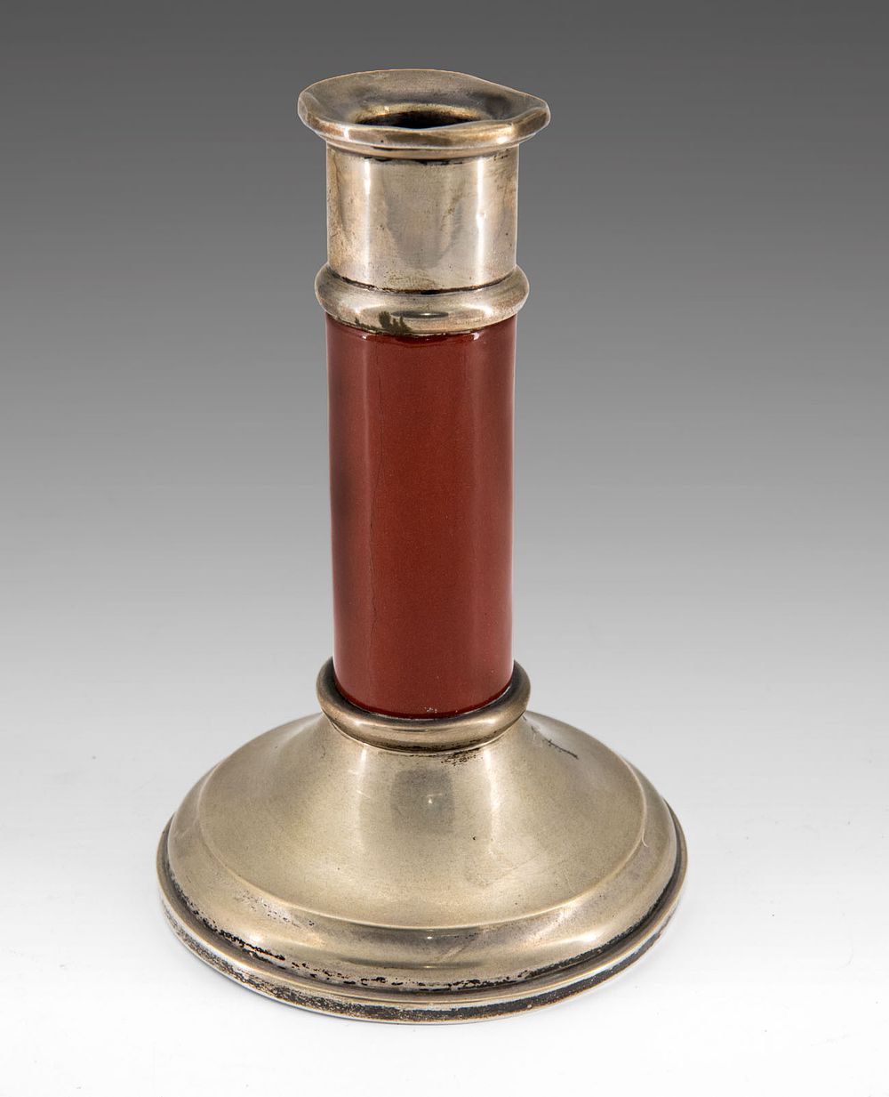 A Silver and Enamel Candlestick by D. Aron, Germany, Second Half of the 19th Century. The upper 