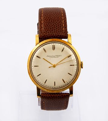 A Vintage IWC Schaffhausen 18K Gold Men’s Wristwatch, Switzerland, 1960s. Movement: Mechanical 