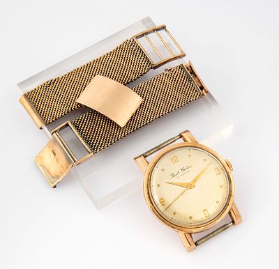 A Vintage Paul Buhre Antimagnetique 14K Rose Gold Men’s Wristwatch, c. 1960s. Movement: 