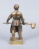 A Pair of Gilt Bronze Blacksmith Figurines. Heights: 30 cm / 20 cm. 
Condition: For a full Image - 3