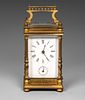 A Brass Carriage Clock, Europe, Late 19th. Architectural case with fluted columns, a decorative Image - 1