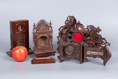 A Lot of Four Antique Pocket Watch Holders, Europe, Late 19th Early 20th Century. Four wooden 