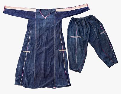 A Set of Palestinian Robe and Underpants circa 1900. Comprising a dress and a pair of trousers 