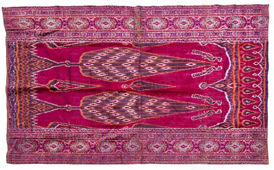 A Velvet "Tree of Life" Ikat Textile, Iran, 19th Century. Polychrome velvet on a purple ground 