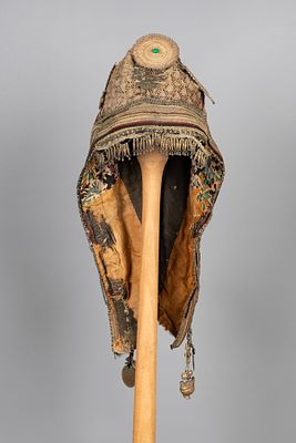 An Embroidered Velvet and Gilt Silver Ornaments Bridal Hood, Yemen, Sana'a, Circa 1900. Of 