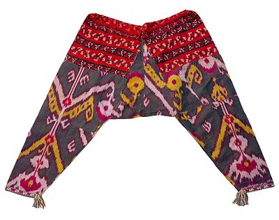 A Pair of Embroidered Ikat Trousers, Bukhara, Early 20th Century. Embroidered on the exterior 