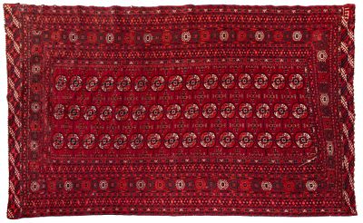 A Handwoven Turkmen Rug with "Elephant Foot Gul" Design, 1913-1914. Decorated with an "Elephant 