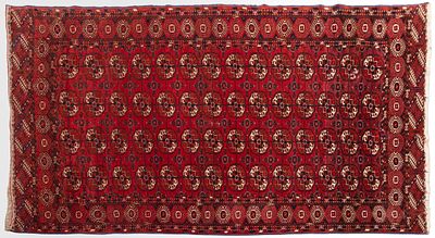 A Handwoven Turkmen Rug with Elephant Foot Gul Design, 20th Century. Woven with an Elephant Foot 
