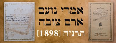 אמרי נועם – ארם צובה, תרנ"ח [1898]. – מהדורה ראשונה. הקדשת המחבר בכתב יד. ספר אמרי נועם, שו"ת 