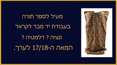 מעיל לספר תורה בעבודת יד מבד ז'קראד - ונציה ? דלמטיה ? המאה ה-17/18 לערך. מעיל לספר תורה עשוי 