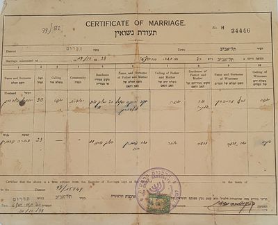 חתימת הגאון בן ציון מאיר חי עוזיאל. מסמך רשמי מטעם הרבנות הראשית למחוז יפו ותל אביב בתאריך ח' אב 
