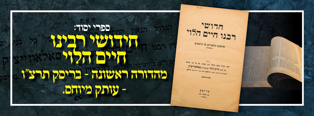 ספרי יסוד: חידושי רבינו חיים הלוי מהדורה ראשונה - בריסק תרצ"ו - עותק מיוחס.
. ספר חידושי רבינו 