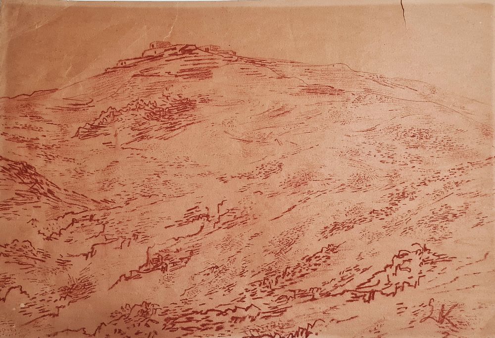 לאופולד קְרָקַוּאֶר ( 1890-1954 ) Leopold Krakauer - " נוף " רישום עפרונות על נייר , חתום , לא 