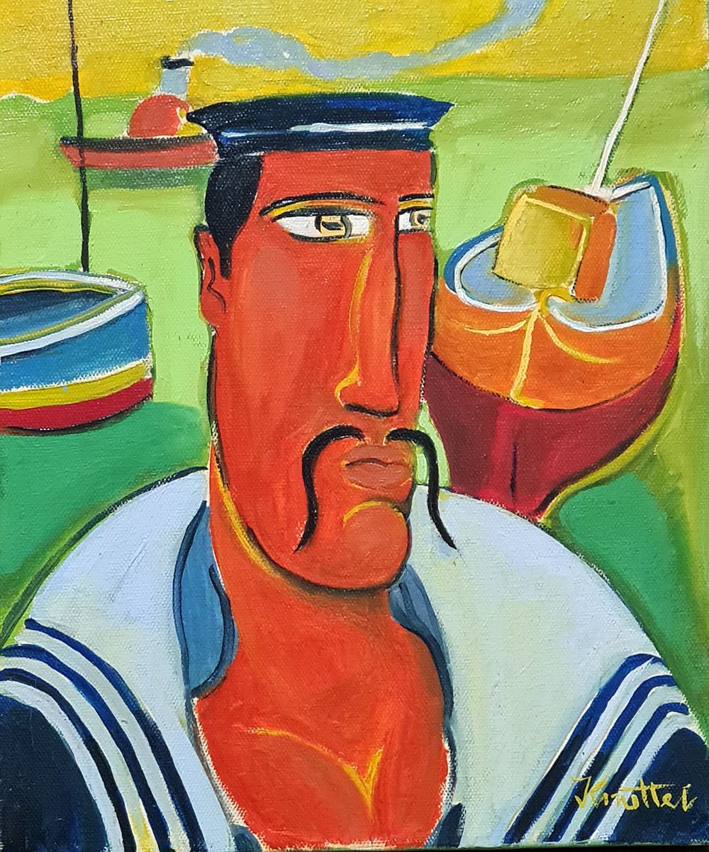 גראהם קנוטל ( אירלנד 1957-2023 ) Graham Knuttel - " המלח " אקריליק על קנבס , חתום לא ממוסגר . 