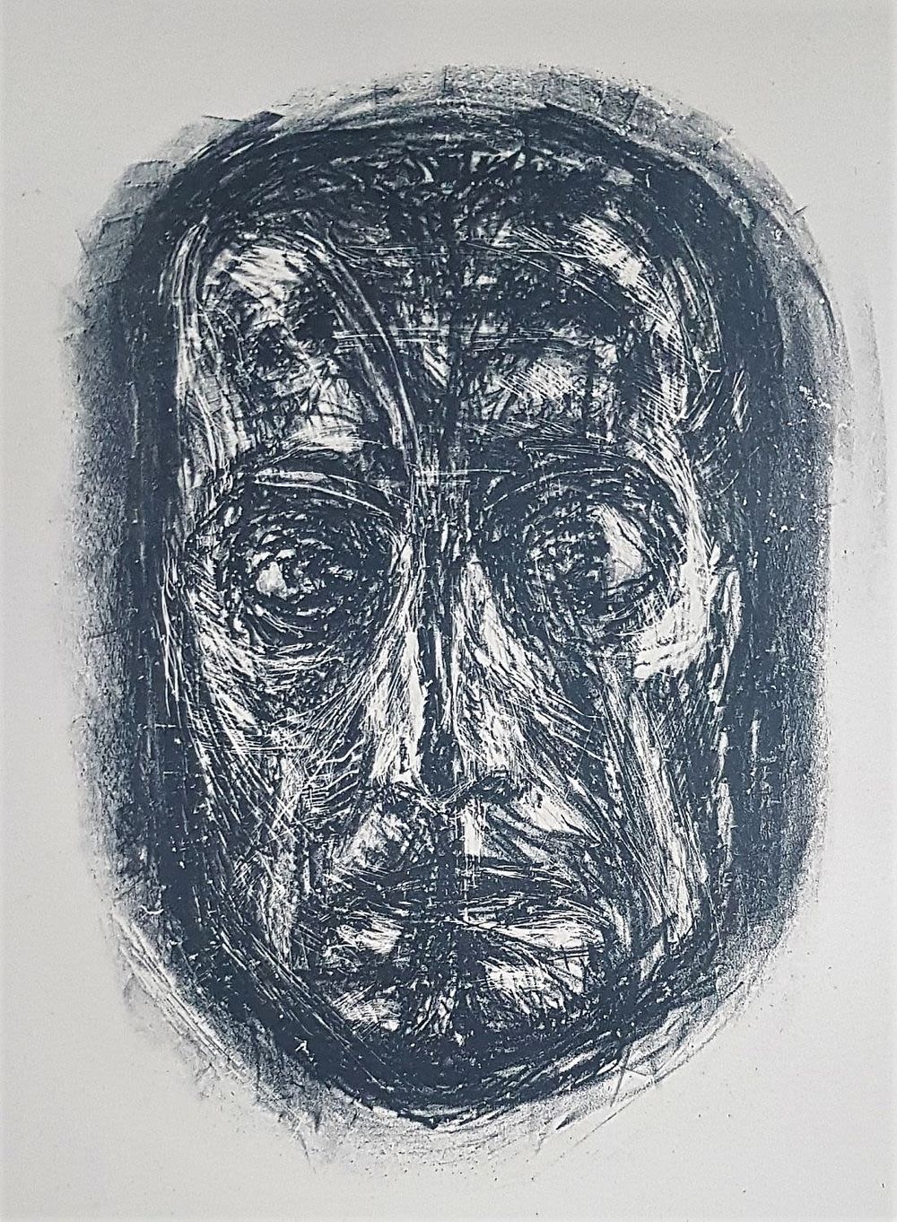 עופר ללוש ( נ . 1947 ) Ofer Lellouche - " דיוקן עצמי " ליטוגרפיה חתומה וממוספרת AP 2/2 . לא 