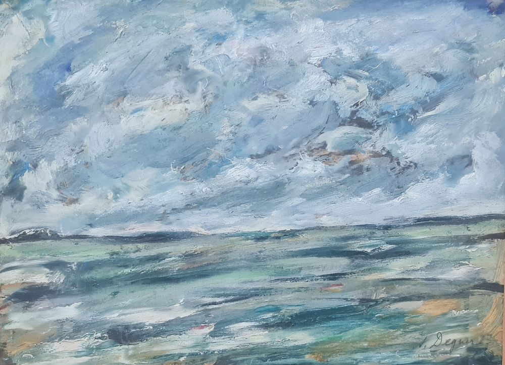 ארתור דגנר ( גרמניה 1888-1972 ) Arthur Degner - " עננים " ציור ישן של הצייר הידוע , שמן על 