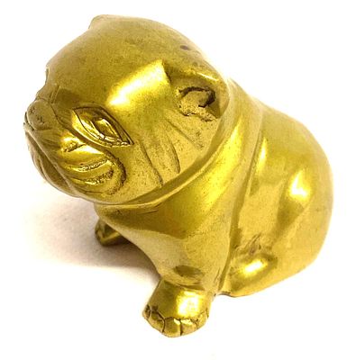 פיגורת כלב בולדוג כבדה מברונזה . גובה - 6.5 ס"מ .