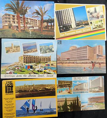 לוט 6 גלויות בתי מלון: מלונות דן ומלון השרון הרצליה, שנות ה-60 עד ה- 80
