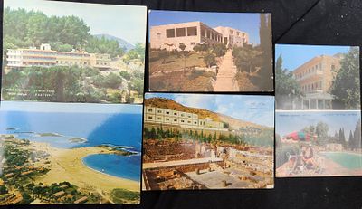 לוט 6 גלויות של בתי מלון שנות ה- 60 וה-70: מלון רון בצפת, מלון פסגה בצפת, מלון ארזים במטולה 