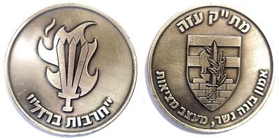 מדליה צהלית - מת"ק עזה - חרבות ברזל . עשויה קופר-ניקל , קוטר 69 