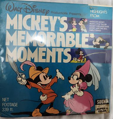 סרט קולנוע של וולט דיסני MICKEY'S MEMPRARBALE MOMENT'S, מסרטה 8 מ"מ, אנגלית, סגורה באריזה 