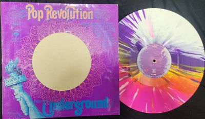 נדיר- תקליט צבעוני של POP REVOLUTION UNDERGROUND אוסף שירי רוק, 1969, במצב מצוין