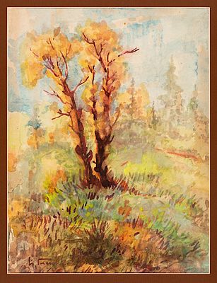 Yordan Geshev (1907 - 1973). Autumn Landscape, watercolour on paper, 45x34 cm Signed