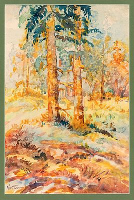 Yordan Geshev (1907 - 1973). Trees in Autumn, watercolour on paper, 47x31 cm Signed