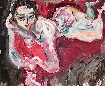 Atanas Patsev (1926 - 1999). Reclining Muse, 1980, oil on canvas, 53x65 cm Signed and dated on 