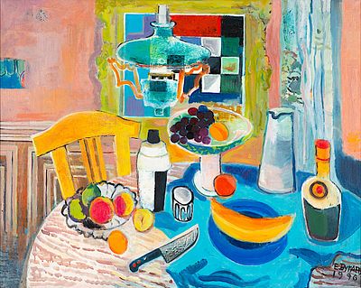 Evgeni Bugaev (1925 - 2002). The Green Lamp, 1996, oil on canvas, 73x92 cm Signed and dated 