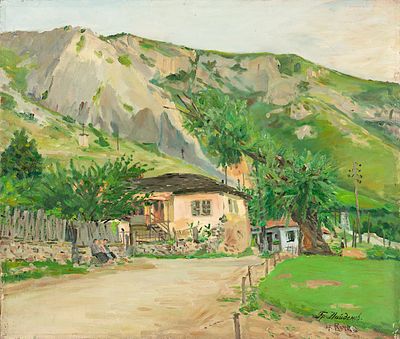 Grigor Naydenov (1895 - 1983). Landscape from Vratsa, oil on canvas, 57x67 cm Signed