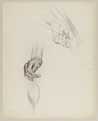 Vasil Stoilov (1904 - 1990). Hands with Spindle, pencil on paper, 62x49 cm