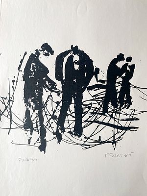 Georgi Baev (1924 - 2007). Fishermen, 1985, serigraph on paper, 47x40 cm Signed, dated, and inscribed