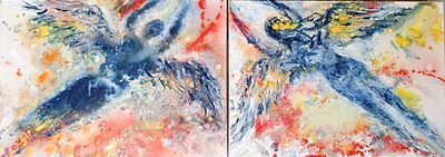 Aero Donna – Silvia Vlahova (b. 1959). Diptych (Meeting 1 and Meeting 2), acrylic on canvas 