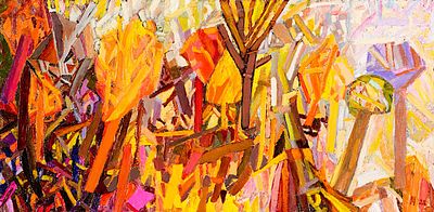 Kiril Avramov (b. 1944). Autumn Silence, 2023, oil on OSB, 30.5x61.5 cm Signed and dated