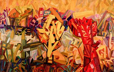 Kiril Avramov (b. 1944). Landscape, 2020, oil on OSB, 44.5x70 cm Signed and dated