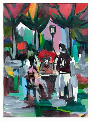 Ognyan Markov (1935 - ?). Caf&eacute;, tempera on paper, 50x40 cm