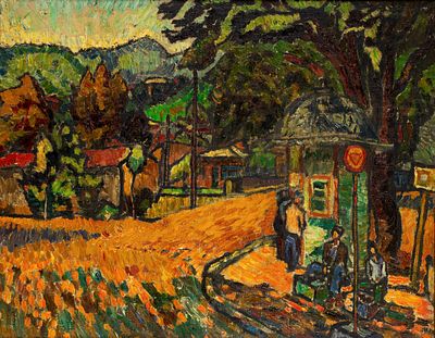 Slavka Deneva (1929 - 1984). Landscape from Razlog, 1963, oil on canvas, 50x64 cm