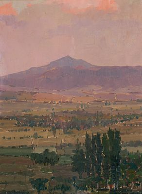 Ivan Trichkov (1892 - 1959). Sunset near Vitosha, oil on cardboard, 42x32 cm