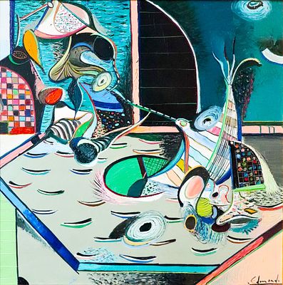 Edmond Demirdjian (1951 - 2009). Landscape, 1984, acrylic on canvas, 90х90 cm Signed
