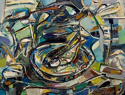 Edmond Demirdjian (1951 - 2009). Two fish, 1986, oil on canvas, 89х116 cm Signed and dated The 