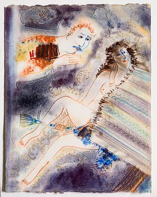 Dimitar Kazakov – Neron (1933 - 1992). Two figures, mixed media on board, 59х46 cm Signed