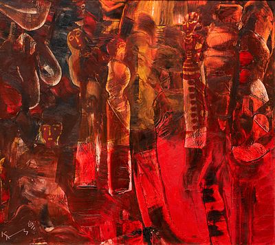Dimitar Kazakov – Neron (1933 - 1992). Composition, 1989, oil on canvas, 45х50 cm Signed and dated