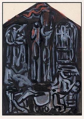 Atanas Yaranov (1940 - 1988). Project, ink and tempera on board, 30x21 cm